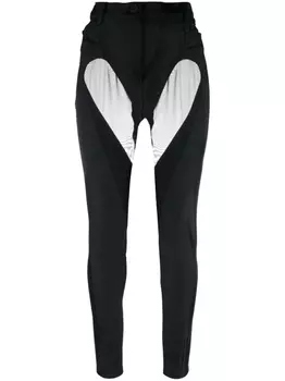 Mugler брюки скинни с прозрачной вставкой, черный