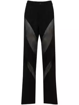 Mugler брюки со вставками из шелка, черный