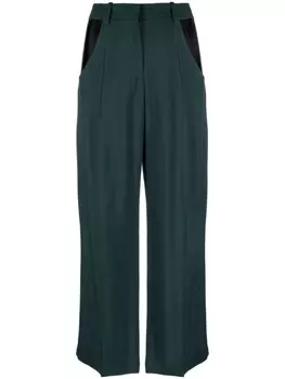 Mugler cut-out wide-leg trousers, зеленый