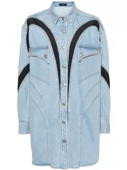 Mugler джинсовая куртка со вставками, синий