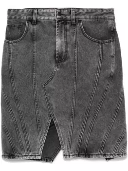 Mugler джинсовая юбка, серый