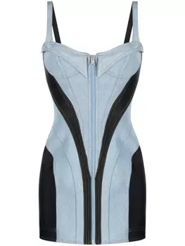 Mugler джинсовое платье мини с корсетом, черный