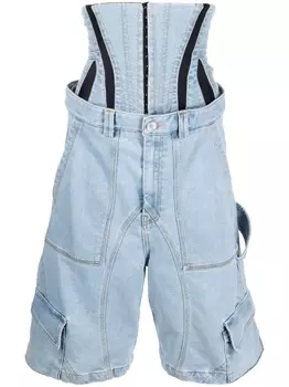 Mugler джинсовые шорты со вставками, синий