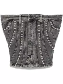 Mugler джинсовый топ-бюстье с заклепками, черный