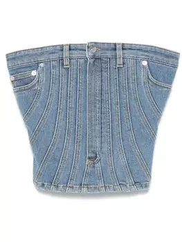 Mugler джинсовый топ-бюстье, синий