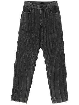 Mugler джинсы с бахромой и вставками, черный