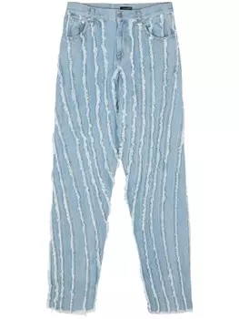 Mugler джинсы с бахромой и вставками, синий