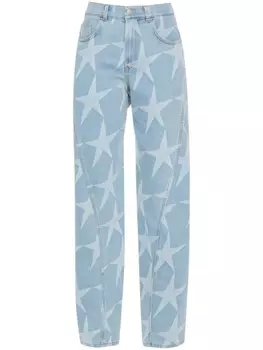 Mugler джинсы с заниженной талией и принтом, синий