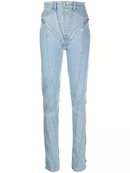 Mugler джинсы скинни Spiral с завышенной талией, синий