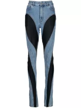 Mugler джинсы узкого кроя с контрастной вставкой, синий