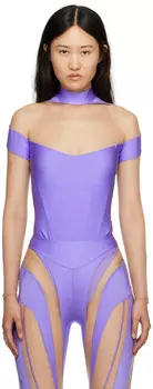 Mugler Фиолетово-бежевое боди Illusion