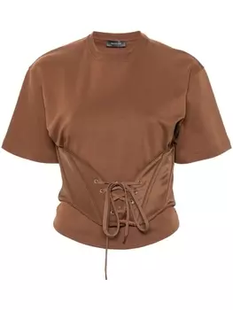 Mugler футболка с корсетом, коричневый