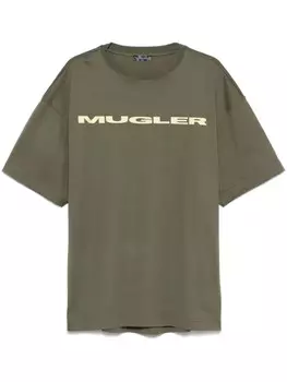 Mugler футболка с логотипом, зеленый