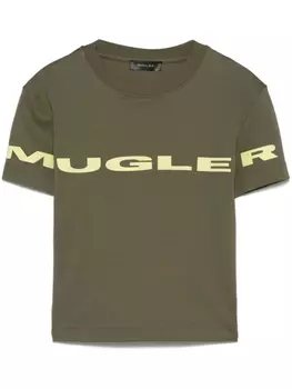 Mugler футболка с логотипом, зеленый
