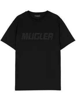 Mugler футболка с нашивкой-логотипом, черный
