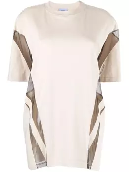 Mugler футболка с сетчатыми вставками, коричневый