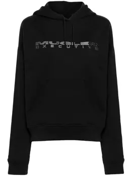Mugler худи из джерси с логотипом, черный