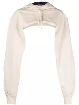 Mugler худи с объемными рукавами, нейтральный цвет