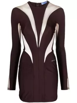 Mugler Illusion tulle-panelled jersey minidress, красный