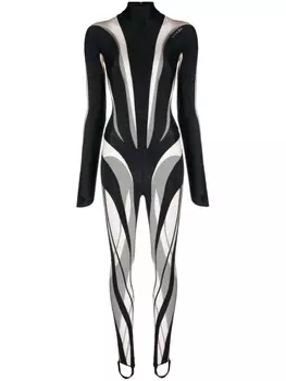 Mugler комбинезон Iconic с тюлем, черный