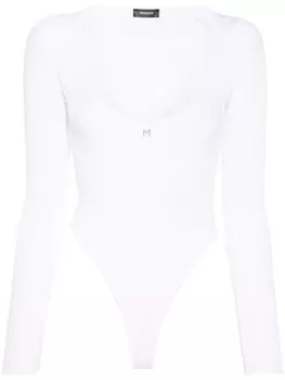 Mugler комбинезон в рубчик с логотипом, белый