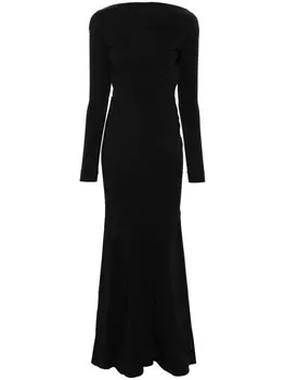 Mugler креповое платье с открытой спиной, черный