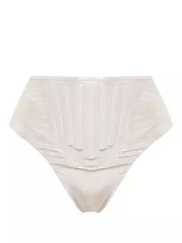 Mugler кружевные трусы-брифы с завышенной талией, золотой