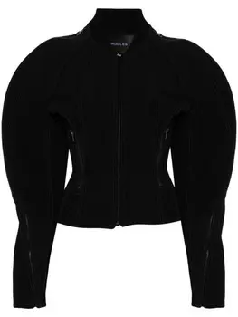 Mugler куртка с застежкой-молнией и скульптурными рукавами, черный