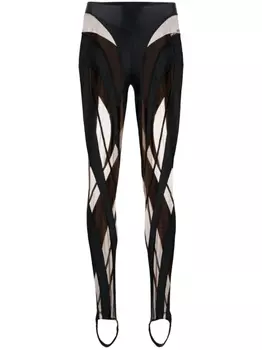 Mugler легинсы с завышенной талией и вставками, черный