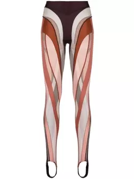 Mugler легинсы Spiral со вставками, коричневый