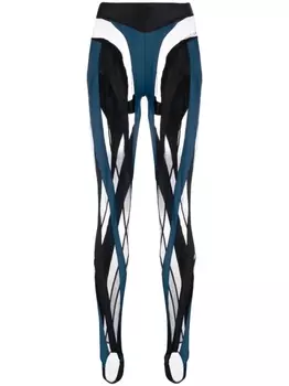 Mugler легинсы Spiral со вставками, синий