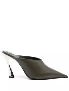 Mugler мюли на каблуке, зеленый