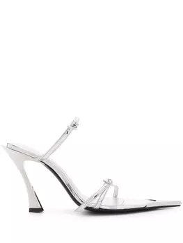 Mugler мюли с эффектом металлик, серебристый