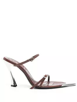 Mugler мюли с тиснением под кожу ящерицы, коричневый