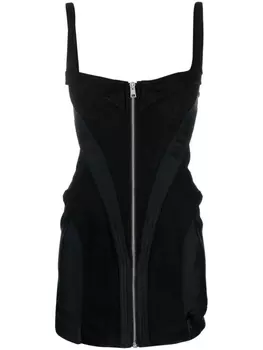 Mugler panelled zip-front minidress, черный