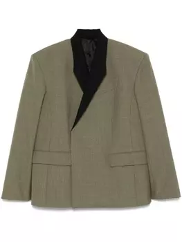 Mugler пиджак с контрастными лацканами, зеленый