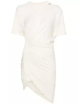 Mugler платье-футболка с драпировкой, нейтральный цвет