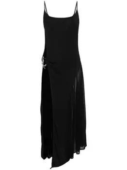 Mugler платье макси асимметричного кроя, черный