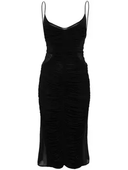 Mugler платье миди со сборками, черный