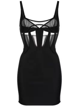 Mugler платье мини с корсетом, черный