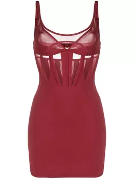 Mugler платье мини с корсетом, красный