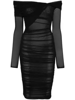Mugler платье мини с открытыми плечами, черный