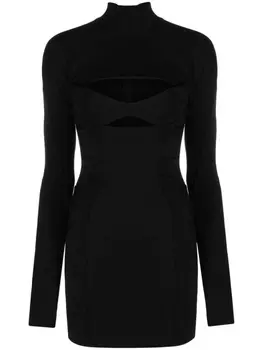 Mugler платье мини с вырезами, черный
