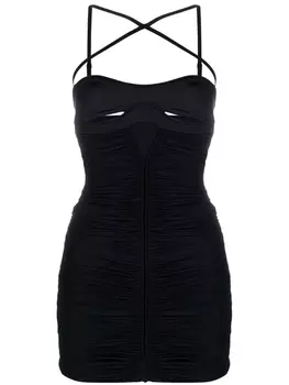 Mugler платье мини со сборками, черный