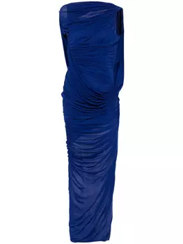 Mugler платье с открытой спиной и драпировкой, синий