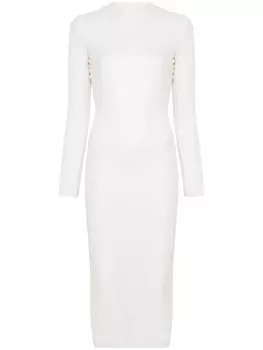 Mugler полупрозрачное платье макси, серый