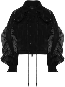 Mugler полупрозрачный бомбер с капюшоном, черный