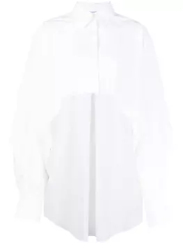 Mugler поплиновая рубашка с асимметричным подолом, белый