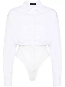 Mugler поплиновое боди со складками, белый