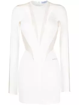 Mugler приталенное платье мини с прозрачной вставкой, белый